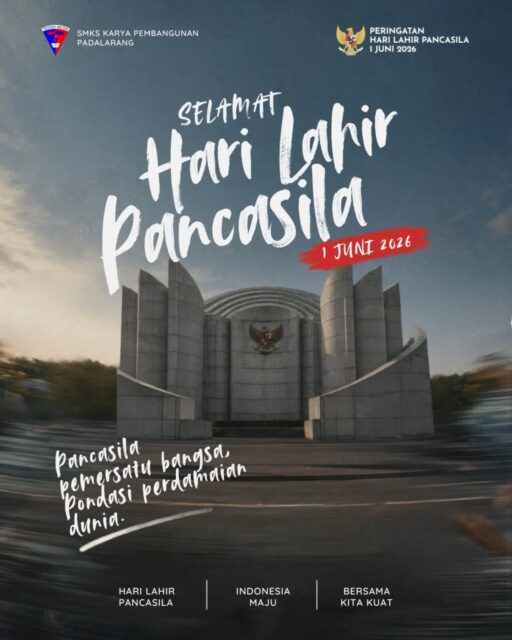 Selamat Hari Lahir Pancasila 1 Juni 2026.
Pancasila pemersatu bangsa, fondasi perdamaian dunia.
#smkskppadalarang
#SMKHebat
#bandungbarat